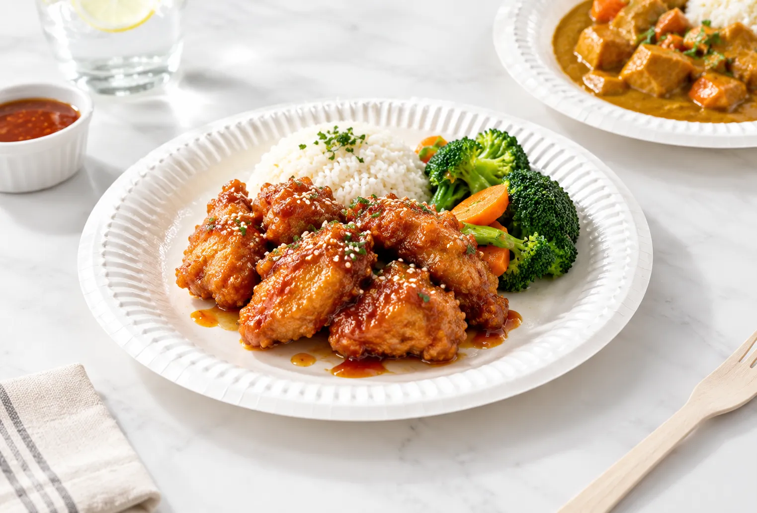PE-coated paper plates for foodservice menus